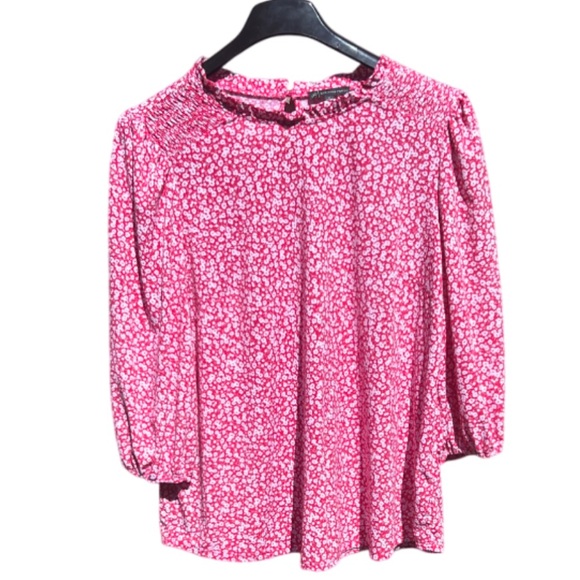 Adrianna Papell Tops - Adrianna Papell Pink and White Floral Patterned Blouse Size 1X 3/4 Sleeves